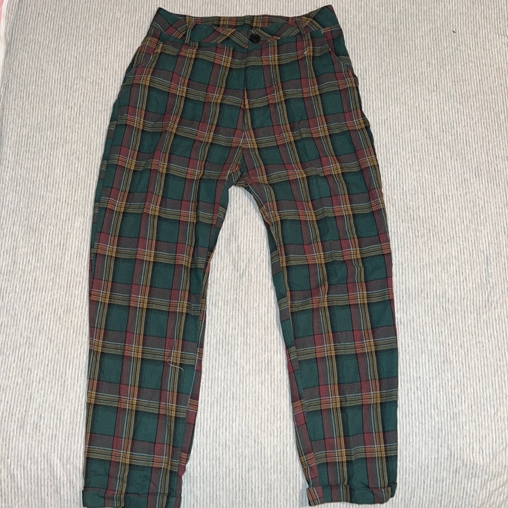 Green plaid pants
